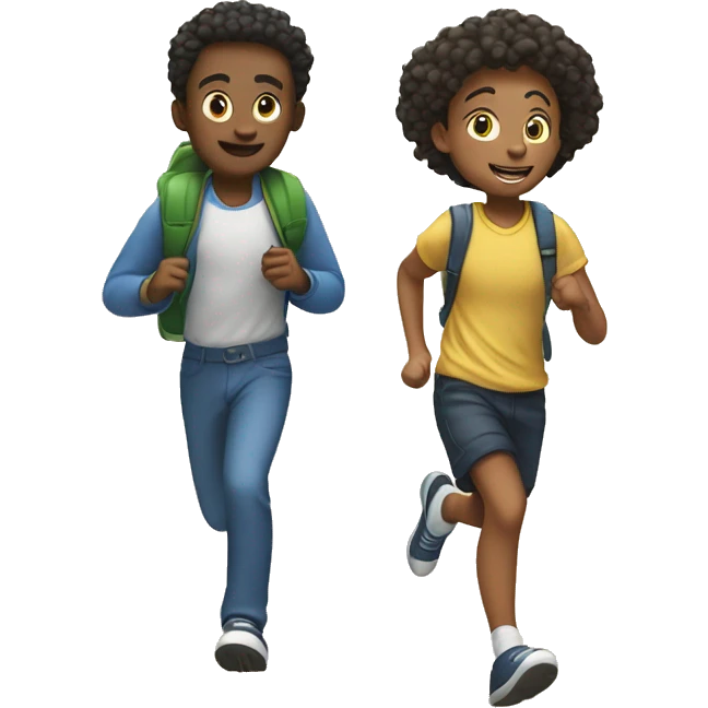 A student and a classmate running at school emoji