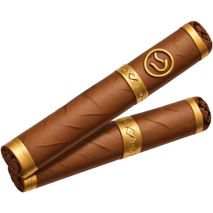 Emoji-style cigar icon, dark brown wrapper, subtle smoke, minimalistic, clean silhouette, metal details, no gold emoji