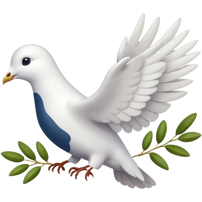 white dove holding an olive branch, symbolizing peace emoji