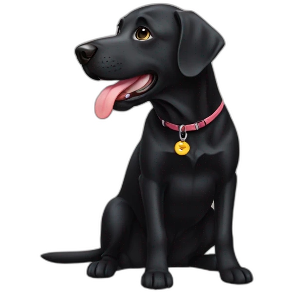 Black Labrador with tongue emoji