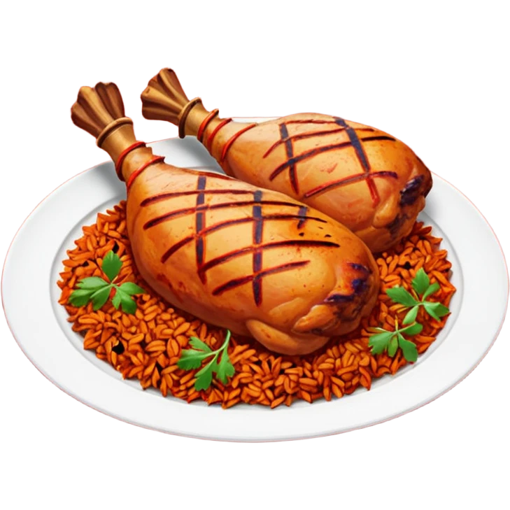 chicken tandoori whole leg  with  tandoori red masala rice emoji