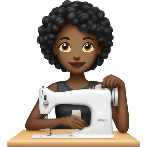 black girl with sewing  emoji