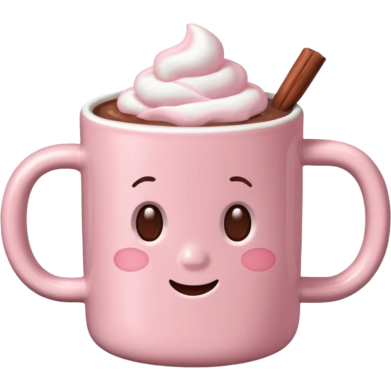 Light Pink mug of hot chocolate with marshmallows  emoji