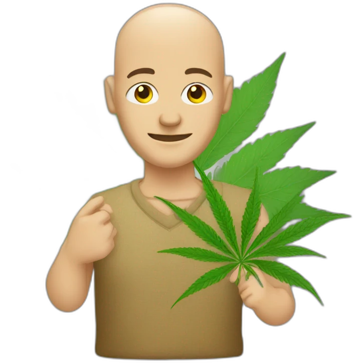 Bald man holding hemp emoji