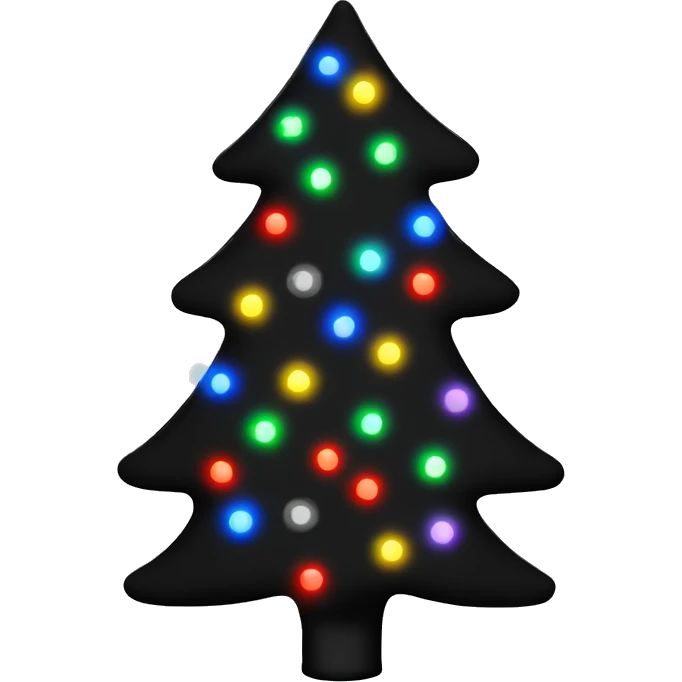 Black Christmas tree with Christmas lights emoji