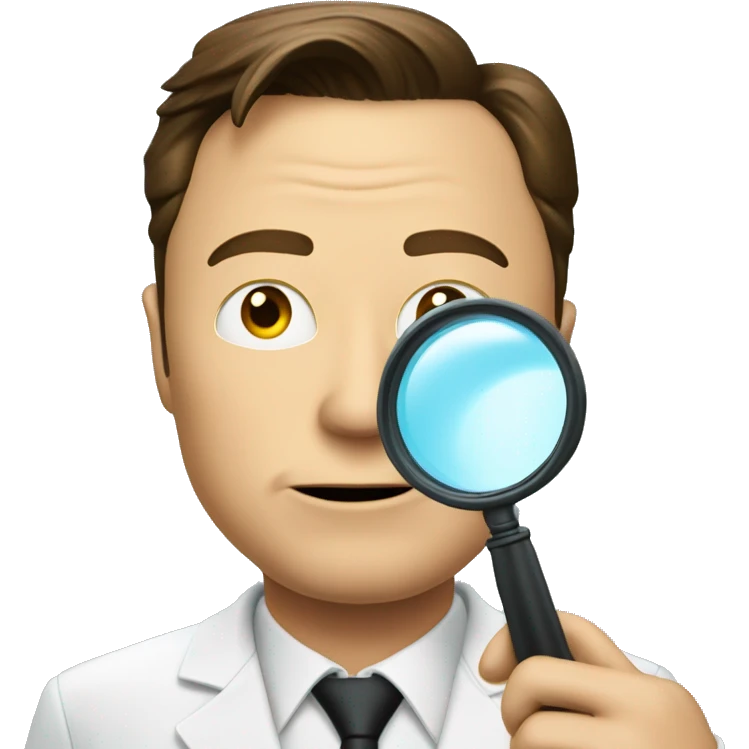 
Elon Musk with a detective's magnifying glass emoji