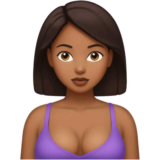 Light skinned black woman with big titties and dark brow hair emoji