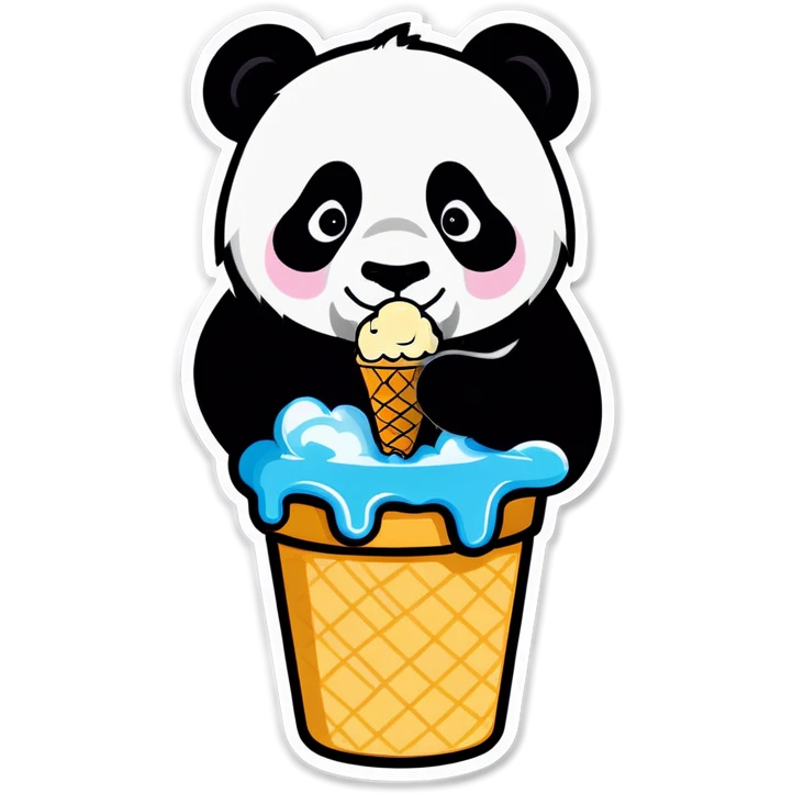 Panda eating ice cream emoji