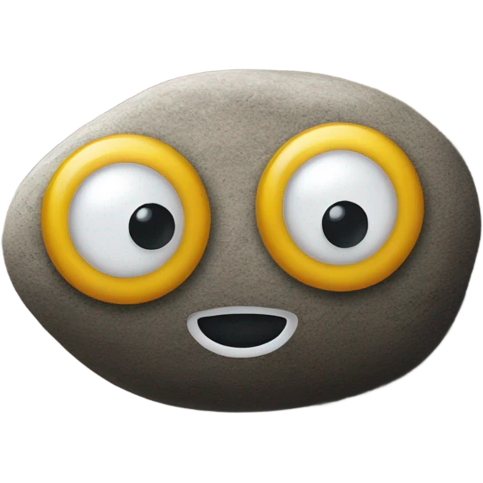 plastic googly eyes glued on a rock emoji