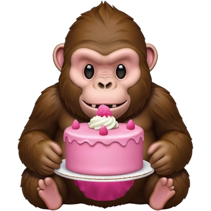 Large ape eating pink cake  emoji