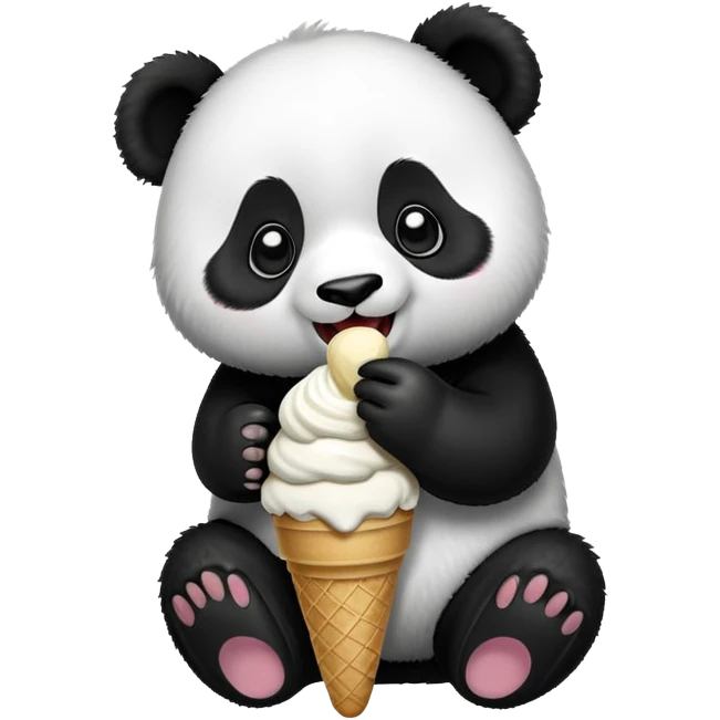 Panda eating ice cream emoji