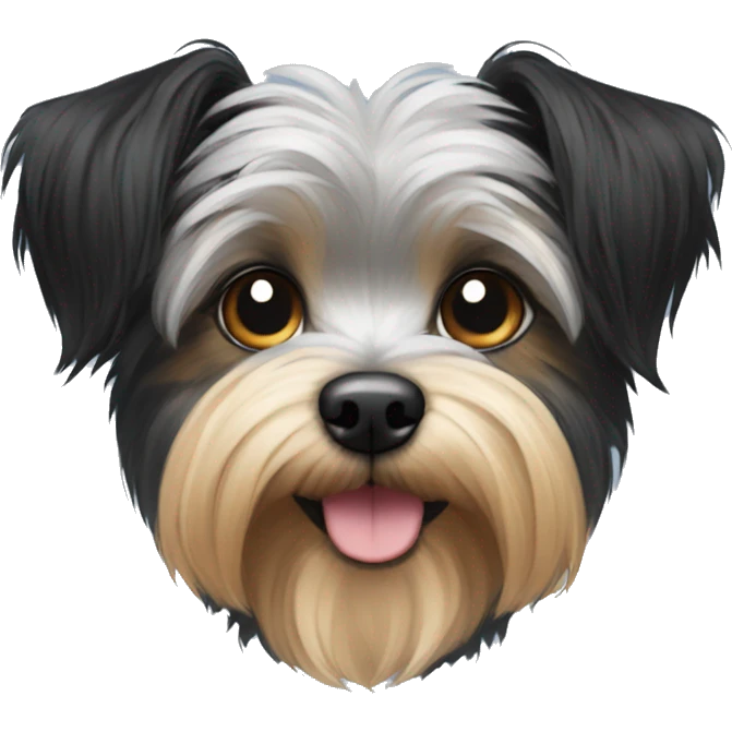 Black Morkie with cute ears emoji