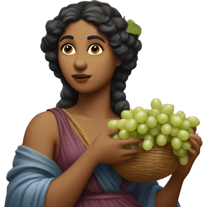 Sappho holds a bunch of grapes in her hand emoji