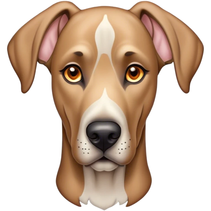 Cinematic Noble Fawn Great Dane Portrait Emoji, Poised and regal, with a towering, muscular build and a sleek, well-groomed solid fawn coat accented by subtle dark markings, deep-set soulful amber eyes, Simplified yet sharp and sophisticated features, highly detailed, glowing with a soft, dignified glow, high shine, intelligent and gentle, stylized with an air of majesty, focused and attentive, soft glowing outline, capturing the essence of a watchful and confident guardian, so majestic it feels as though it could stride out of the screen with effortless authority! emoji