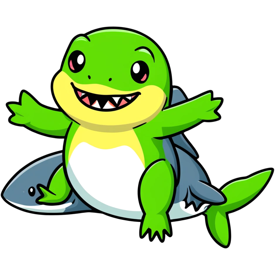 Frog wearing a shark Halloween costume emoji