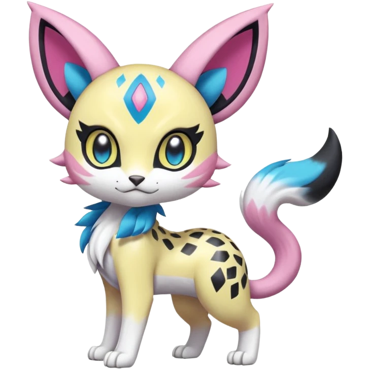  Shiny Soft Smooth Meloetta-Meicoomon-Gatomon-Liepard-Pokémon-Digimon-Fakémon-fusion-hybrid-creature emoji