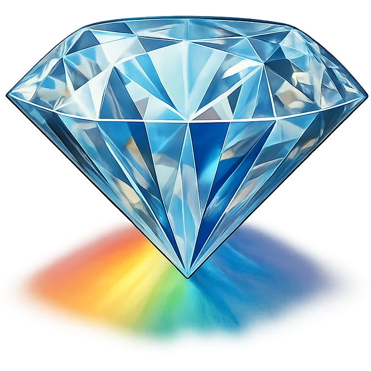 diamond with a rainbow prism effect, digital illustration, no background emoji