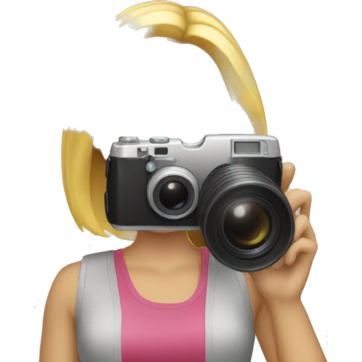 Blond woman getting photographed emoji