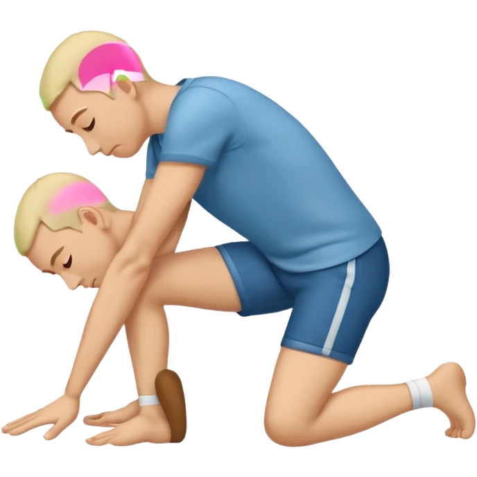 apple style emoji of a man with both knees on the ground, side view, head lowered and both hands touching the floor, gesture of respect or apology emoji
