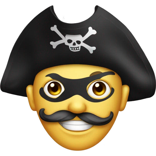 un pirate avec une assiette et un masque de fête, pour représenter le dîner en costume emoji