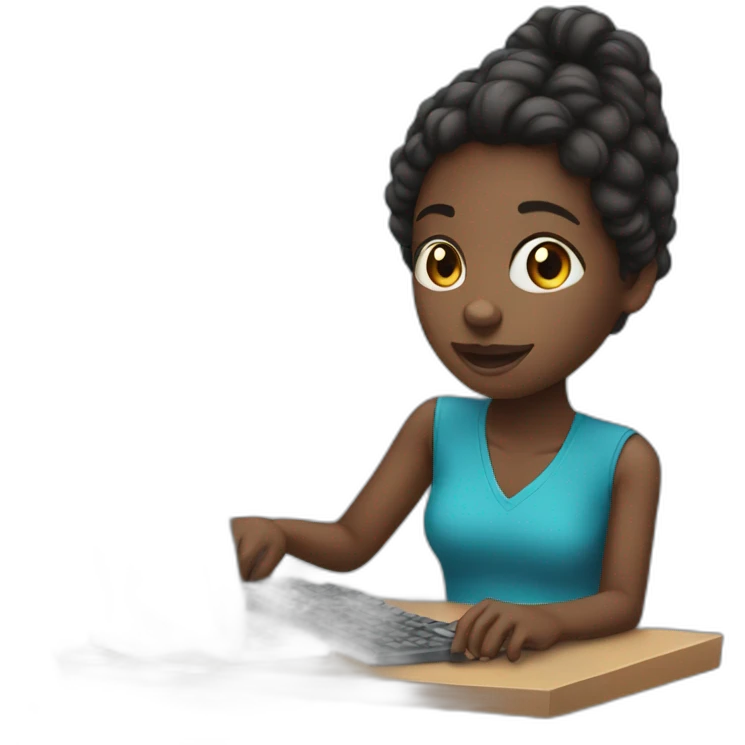black girl with a computer emoji