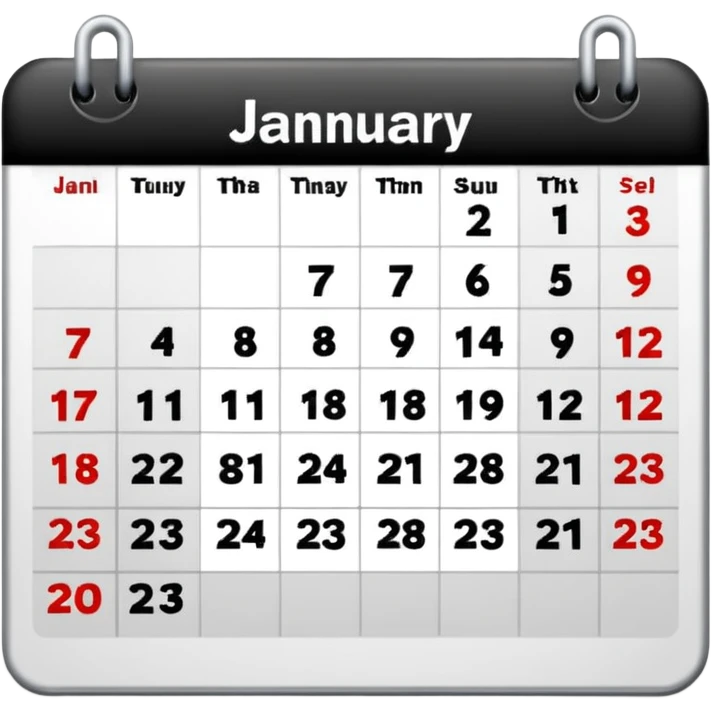 Calander page of 30 January only  emoji