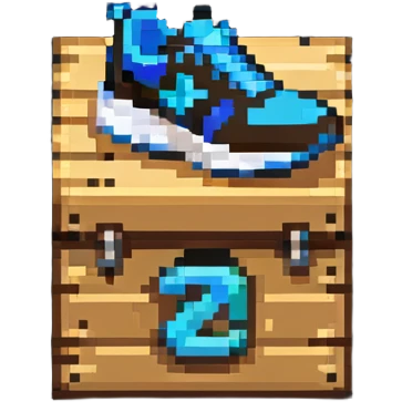 2d power up crate with a running shoe symbol for speed boost emoji