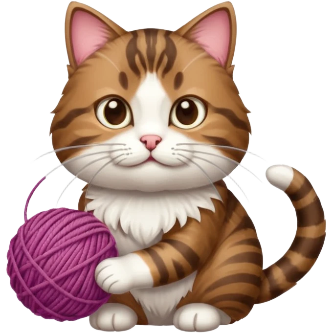 dark brown tabby and white cat playing emoji