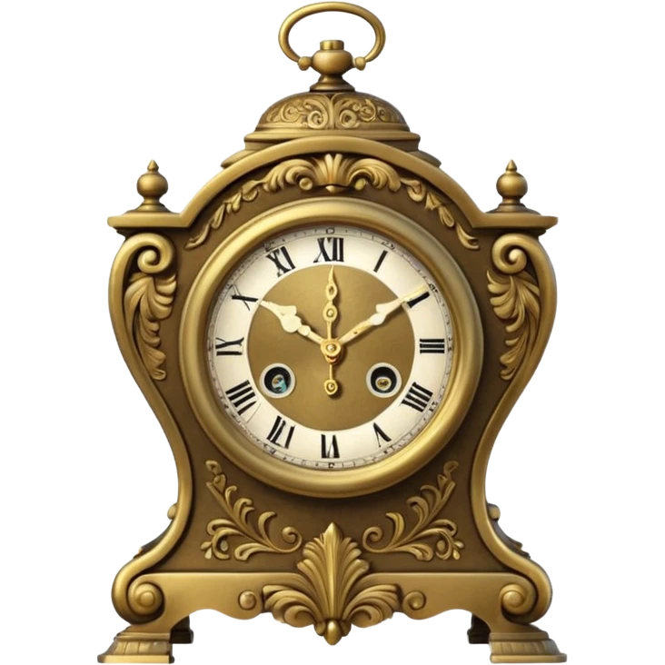 vintage mantel clock, ornate body emoji