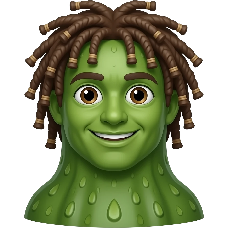 a pickle looking like a cannabis farmer with dread locks emoji