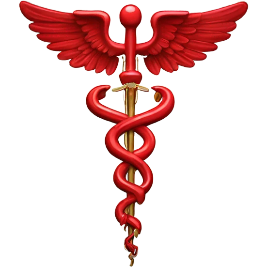 Red and detailed caduceus  emoji