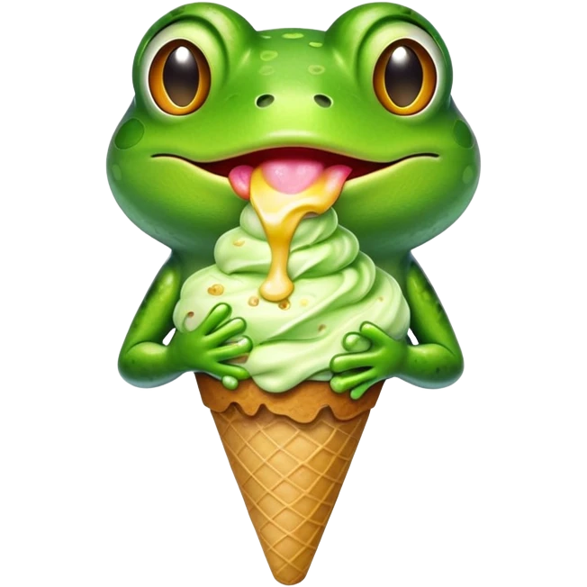 Frog licking ice cream emoji