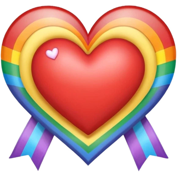 heart with a sun, rainbow bow with heart pattern on the bow emoji