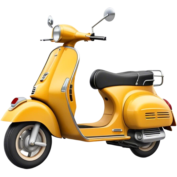 Cinematic Realistic Vespa Scooter Emoji, depicted as a stylish vintage Vespa with sleek retro design and vibrant colors, rendered with crisp textures and dynamic sunlit lighting that captures its iconic Italian charm. emoji