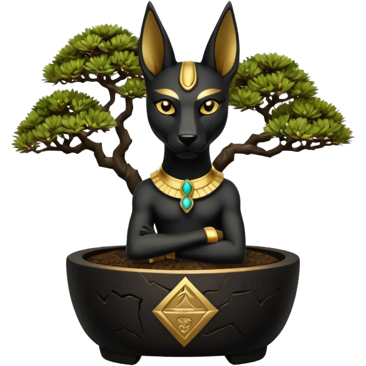  black fur Anubis brand cracked bonsai pot  emoji