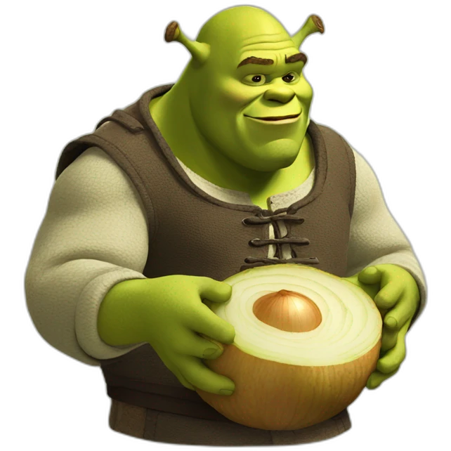 Shrek eating onion emoji