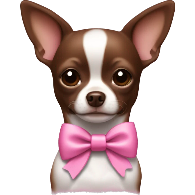 Chihuahua chocolate Brown with White Stroke on the forhead and a pink bow  emoji