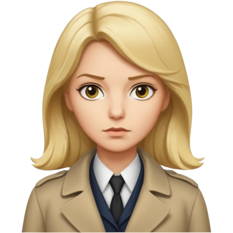 detective woman in long coat, blond hair, white skin emoji