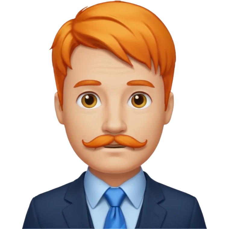 orange hair man with mustache & blue tie emoji