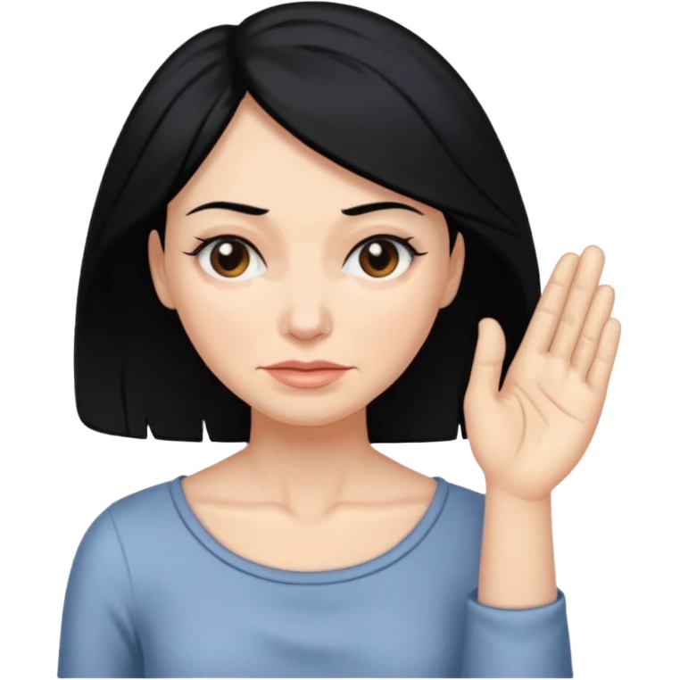 woman black long hair touching wrinkle skin emoji