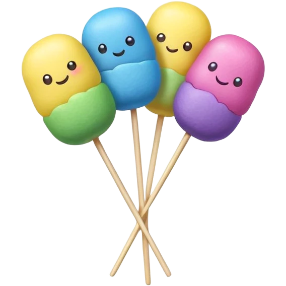 Colorful rainbow dango with five small rice dumplings on a stick in blue, purple, pink, yellow and green colors emoji