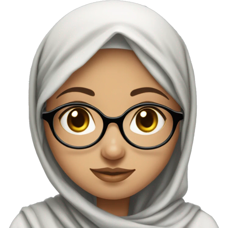 Palestinian girl, light skin, with a vela hijab an round glasses wearing a keffiyah emoji