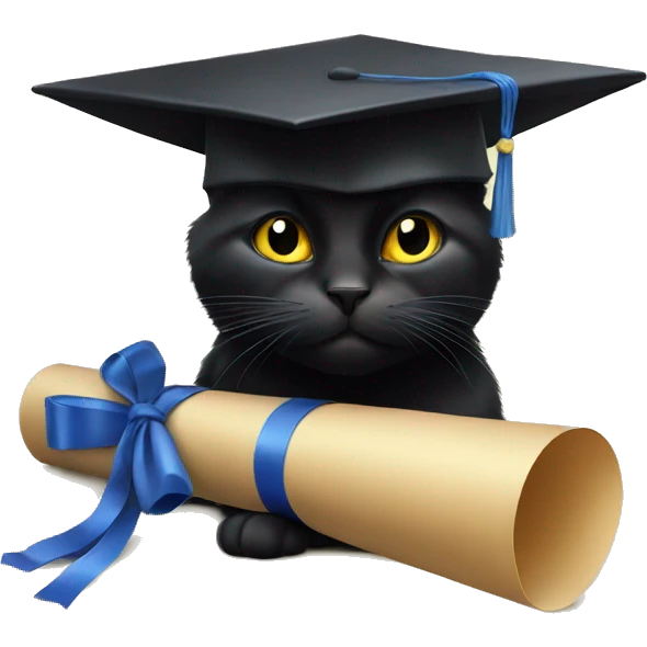 Black cat with diploma  emoji