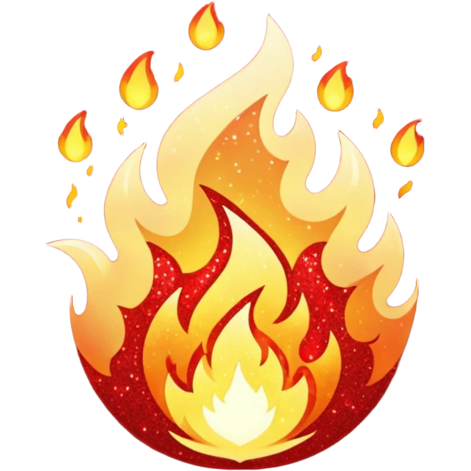 red glitter fire emoji