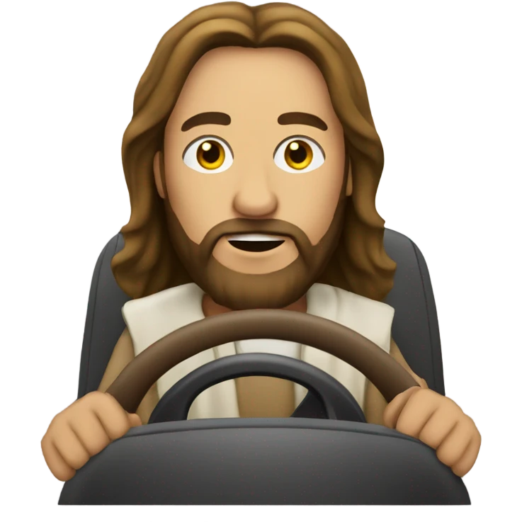 Jesus driving a car emoji