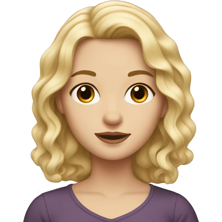 white girl with medium length wavy blonde hair emoji