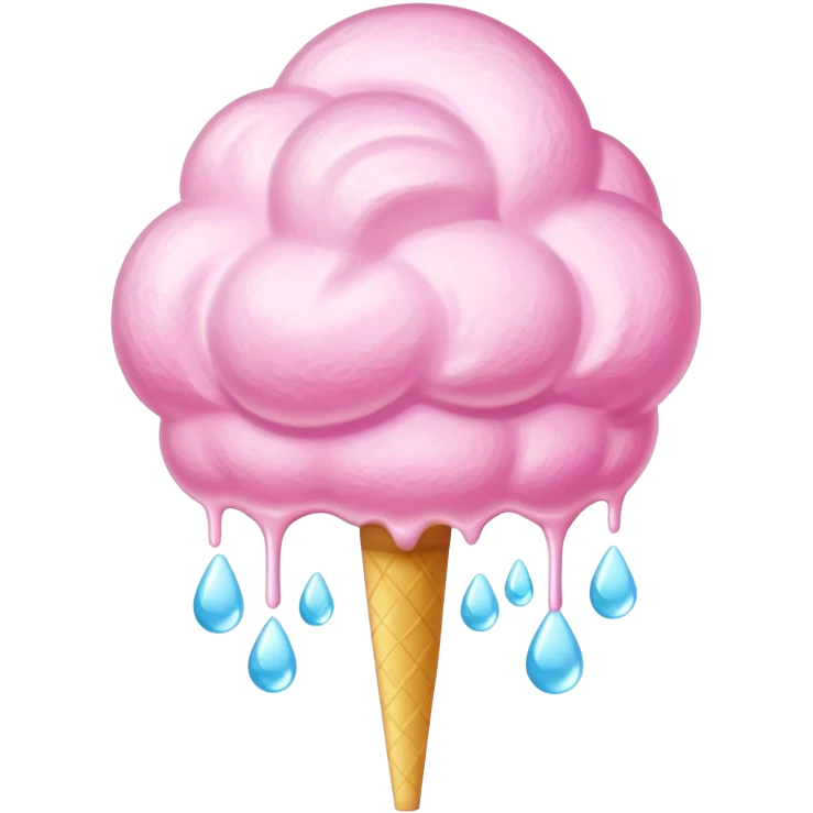 Giant cotton candy with dewdrop glaze and light reflections on surface emoji