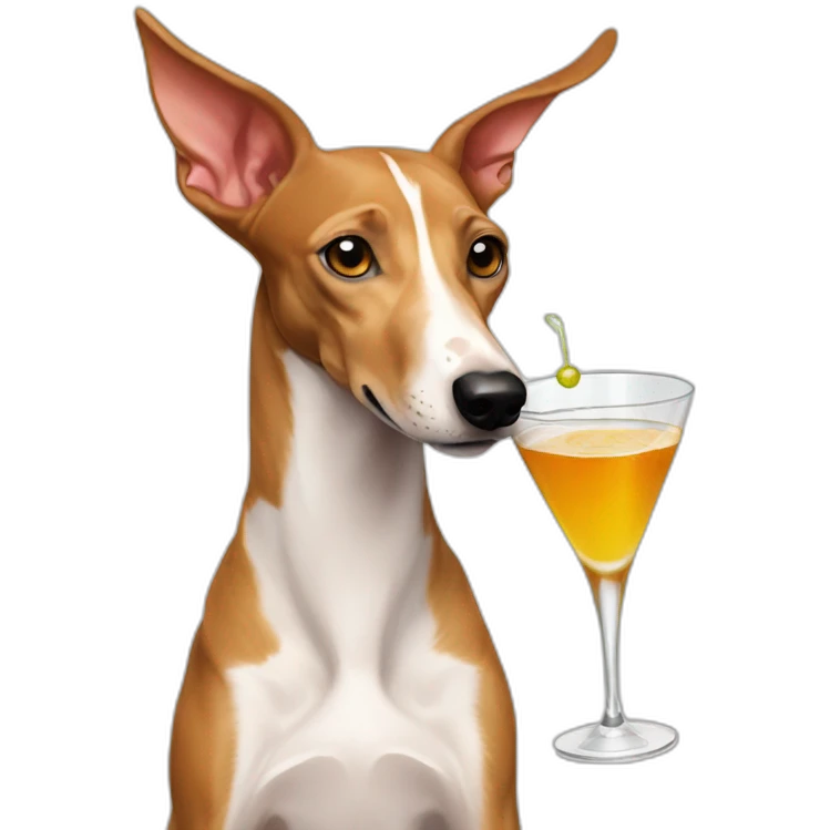 Podenco drinking martini emoji