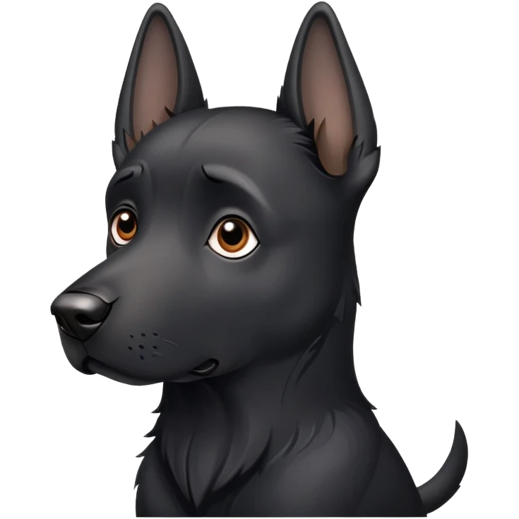 black dog with one limp ear and one erect ear emoji
