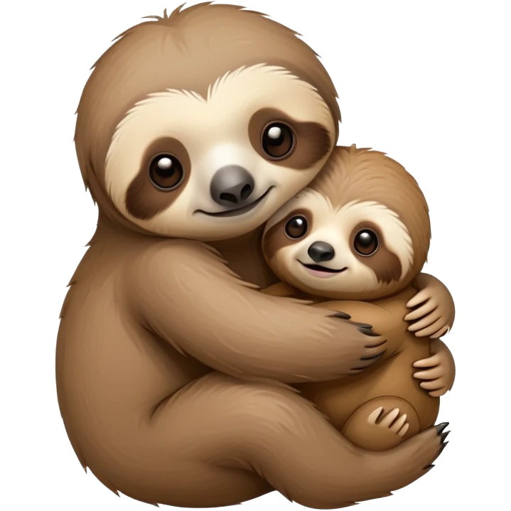 Baby sloth hugging a teddy bear emoji